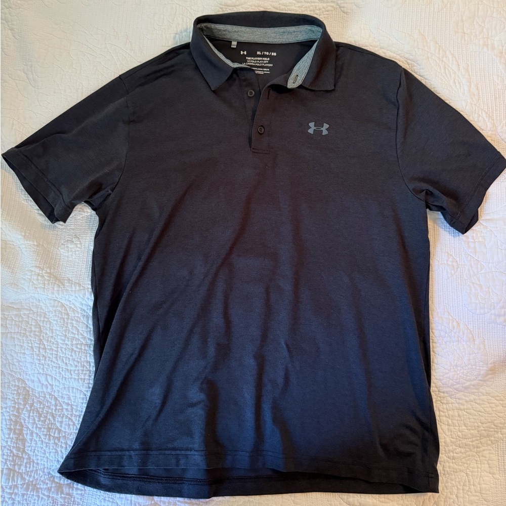 Under Armour Heather Gray/Black Polo Men’s Size XL